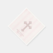 Pink Cross Christening Serviette (Ecke)