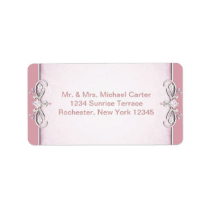 Pink Cross Damask Blume Address Labels Adressaufkleber