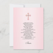 Pink Cross First Heilige Kommunion GIRL Einladung (Rückseite)