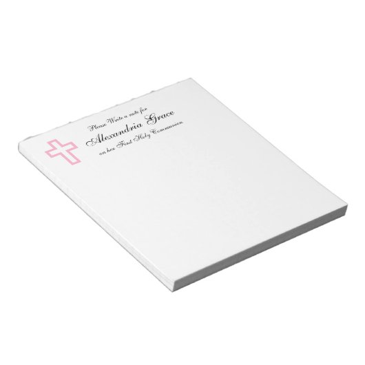 Pink Cross Personalisiert Notepad Notizblock (angewinkelt)