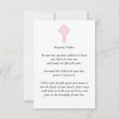 Pink Cross Taufe Christening Prayer Card Karte (Rückseite)