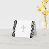 Pink Cross und Black Damask Danke an Ihre Karten (Gelbe Blume)