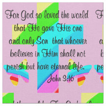 PINK CROSS UND BUTTERFLY JOHN 3:16 FABRIC