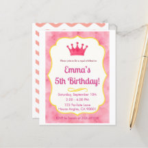 Pink Crown Birthday Einladung | Zazzlemade Magie