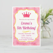Pink Crown Birthday Einladung | Zazzlemade Magie (Stehend Vorderseite)