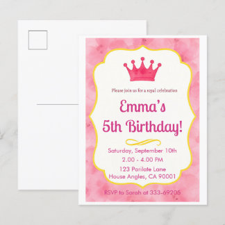 Pink Crown Birthday Einladung | Zazzlemade Magie