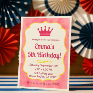Pink Crown Birthday Einladung | Zazzlemade Magie