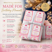 Pink Crown Birthday Einladung | Zazzlemade Magie Geschenkpapier