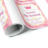 Pink Crown Birthday Einladung | Zazzlemade Magie Geschenkpapier (Rolleneckpunkt)