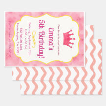 Pink Crown Birthday Einladung | Zazzlemade Magie