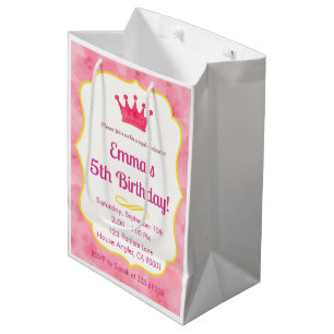 Pink Crown Birthday Einladung Zazzlemade Magie Mittlere Geschenktüte