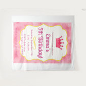 Pink Crown Birthday Einladung | Zazzlemade Magie Wandteppich (Vorderseite (Horizontal))