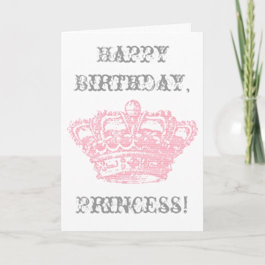 Pink Crown Birthday - Persönlich gestalten Karte (Vorderseite)