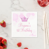Pink Crown & Dots Royal Geburtstagsparty Empfang Serviette (Beispiel)