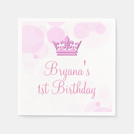 Pink Crown & Dots Royal Geburtstagsparty Empfang Serviette (Vorderseite)
