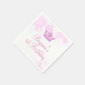 Pink Crown & Dots Royal Geburtstagsparty Empfang Serviette (Ecke)