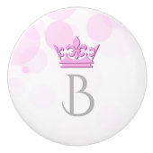 Pink Crown & Dots Royal Personalisiert Letter Knob Keramikknauf (Vorderseite)