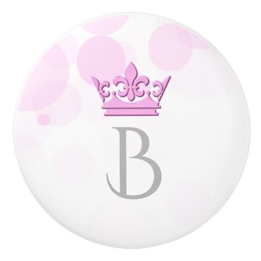 Pink Crown & Dots Royal Personalisiert Letter Knob Keramikknauf (Vorderseite)