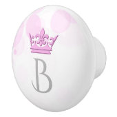 Pink Crown & Dots Royal Personalisiert Letter Knob Keramikknauf (Rechts)