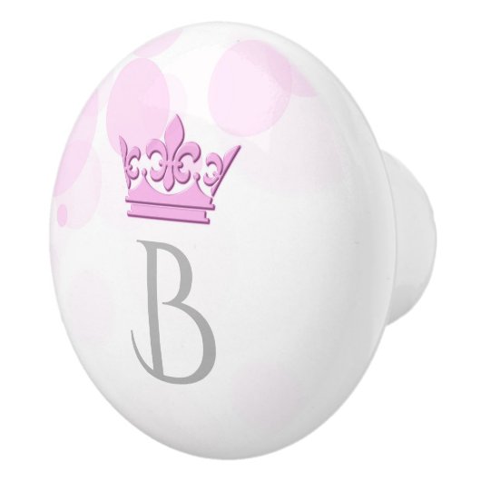 Pink Crown & Dots Royal Personalisiert Letter Knob Keramikknauf (Rechts)