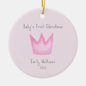 Pink Crown Foto Baby's First Christmas Keramik Ornament (Vorne)