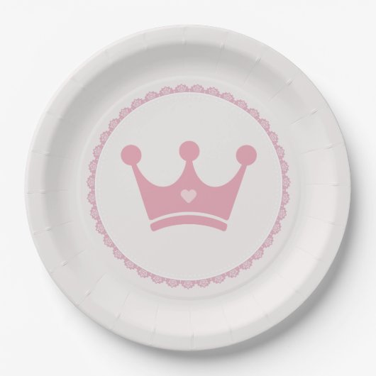 Pink Crown Princess Lace Pastellfarben Pappteller (Vorderseite)
