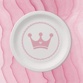 Pink Crown Princess Lace Pastellfarben Pappteller