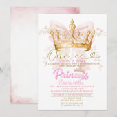 PINK CROWN Princess One-ce Upon a Time Invitation Einladung (Vorne/Hinten)