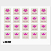 PINK Crown Vielen Dank Bride Groom Wedding V25 Quadratischer Aufkleber (Blatt)