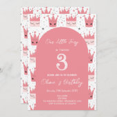 Pink Crowns Fairy Tale Kindergeburtstag Party Einladung (Vorne/Hinten)