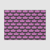 Pink Crowns Pattern Schwarz Seidenpapier (Vorderseite)