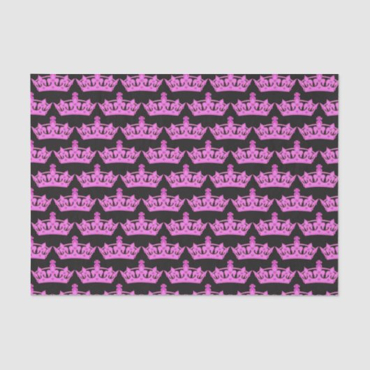 Pink Crowns Pattern Schwarz Seidenpapier (Vorderseite)
