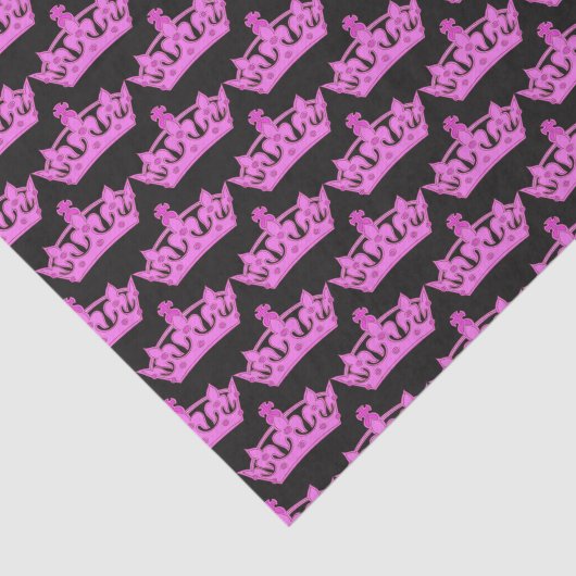 Pink Crowns Pattern Schwarz Seidenpapier (Ausschnitt)