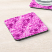 Pink Crumpled Textur Getränkeuntersetzer (Linke Seite)