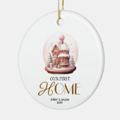 Pink Crystal Ball Weihnachtspaare Unsere erste Zuh Keramik Ornament (Links)