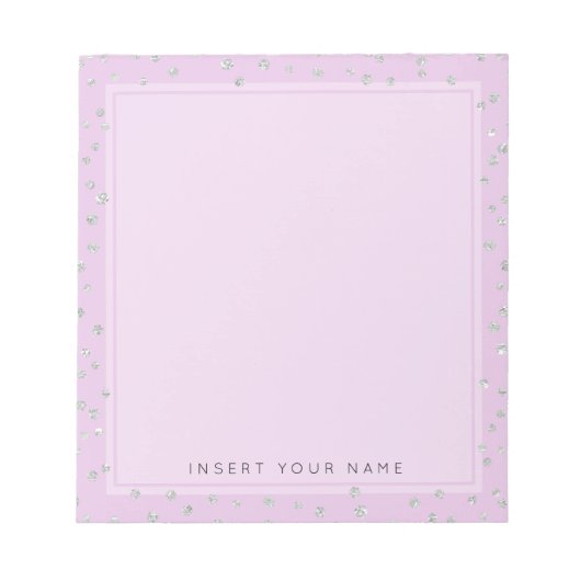 Pink Crystal Confetti Notepad 5.5" x 6" Notizblock (Vorderseite)