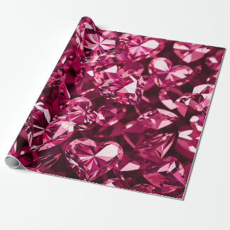 Pink Crystal Diamond Hearts Geschenkpapier