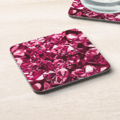 Pink Crystal Diamond Hearts Getränkeuntersetzer (Linke Seite)