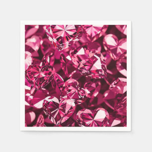 Pink Crystal Diamond Hearts Serviette