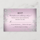 Pink Crystal Snowflake Weihnachts-Party UAWG RSVP Karte (Vorderseite)