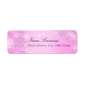 Pink Crystal Snowflake Weihnachtsanschrift Labels (Vorne)