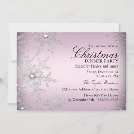 Pink Crystal Snowflake Weihnachtsessen Party Einladung