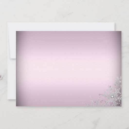 Pink Crystal Snowflake Weihnachtsessen Party Einladung (Rückseite)