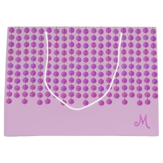 Pink Crystal Strands Monogram Gift Bag Große Geschenktüte (Vorderseite)