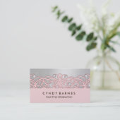 Pink Crystal und Lace Business Card Visitenkarte (Stehend Vorderseite)