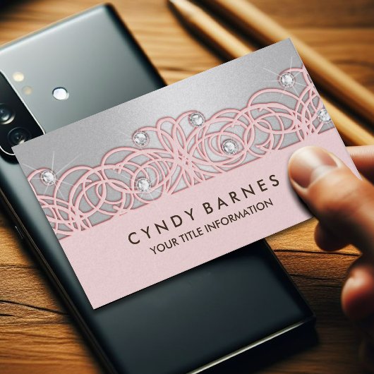 Pink Crystal und Lace Business Card Visitenkarte