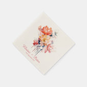 Pink Cubes&Flowers: Personalized Wedding Napkins Serviette (Ecke)