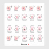 Pink Cuddle Monster Stickers Aufkleber (Blatt)
