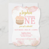 Pink Cupcake 1. Geburtstag Einladung (Vorderseite)