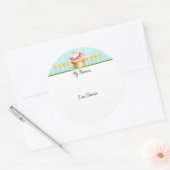 Pink Cupcake 8 Candles Birthday Hello Name  Runder Aufkleber (Umschlag)